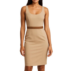 Club Monaco Beige Khaki Sleeveless Mini Office Bodycon Dress SZ 8 NWT